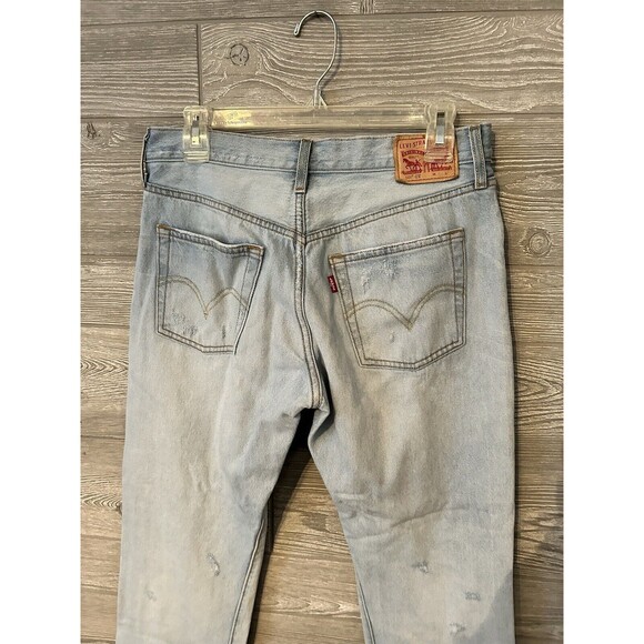 Levis 501CT‎ Womens Jeans 27 Distressed High Rise Straight Button Fly - Picture 3 of 9